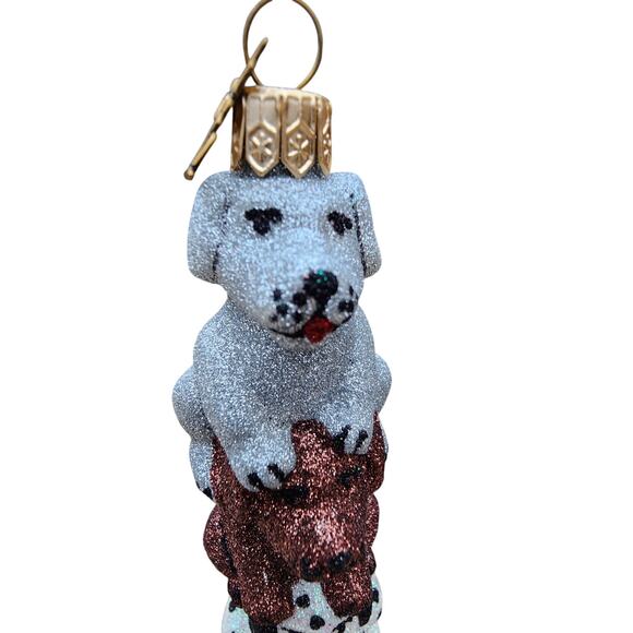 Neiman Marcus 2010 RARE Triple Puppy Dog Christmas Ornament - Picture 5 of 9